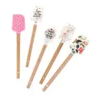 Wooden handle silicone spatula Scraper smoothing Smoother Cake Baking Tool crea}