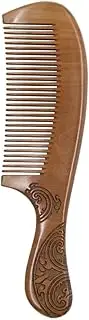 Gogogmee 1pc Double Sided Carved Comb with Handle Natural Peach Wood Anti Static Hair Comb for Women Ideal for Detangling and Smoothing Handcrafted Comb