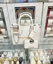 Michael Kors Mirella SM Shopper Top Zip Crossbody+Card Case Wallet (Optic White)
