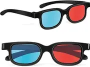 EnweiBingshi 2Pcs 3D Glasses,Portable 3D Rectangle Sunglasses,Trendy Retro Fashion Glasses for Light Shows, Holiday Parties, Home Theaters, TV Game (Red and blue)