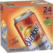 Sunkist Zero Sugar Orange Soft Drink Cans Multipack 375mL x 24 pack