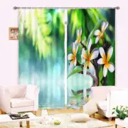 Yellowish-White Flowers 3D Blockout Photo Print Curtain Fabric Curtains Window