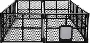 PaWz Pet Playpen Folding Dog Plastic Puppy Exercise Enclosure Fence 8 Panels, Dog Play Pen Connectable Fence with Lockable Gate, Universal Portable Pet Exercise Cage Yard for Indoor Outdoor Black