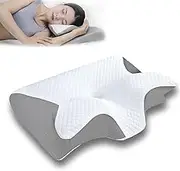 Premium Ergonomic Pillow Side Sleeper for Adults, XICEN New Neck Pillow for Sleeping, Side Sleeper Pillow, Cervical Memory Foam Pillow Contour Pillow for Neck and Shoulder (Grey)