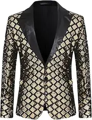 [Zadaos] Men's Blazer Polka Collar Suit Stage Banquet Party Rhinestones Sequin Dress Jacket Coat