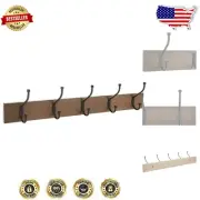 Rustic Barnwood Wall-Mounted Coat Rack with 5 Hooks for Charming Organization