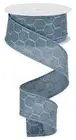 Chicken Wire Ribbon, Spr, Faded Denim, Silver Grey, Wired Edge, 1.5"W X 10 Yd