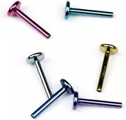[Generic] Implant Grade Titanium Threadless Flat Back Labret POST STEM ONLY 16G/18G Colour Anodizing