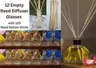 Reed Diffuser glassware empty- set of 12- 150mL- with 120 Reed Rattan Sticks