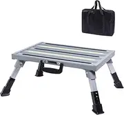 GarfatolRv Safety RV Steps,Large RV Step Stool Adjustable Aluminum Folding Platform Step with Non-Slip Rubber Feet and Luminous Tape Glow,Holds Up to 1500 lbs