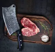 AB CUTLERY CUSTOM HANDMADE DAMASCUS CLEVER KNIFE HANDLE MADE BY SHEET