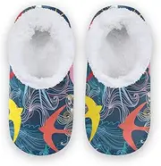 [Caihoyu] Kids Girls Boys Closed Back House Slippers Coral Fleece Anti-Skid Sole Comfortable Portable Slippers Indoor Outdoor Winter Bedroom