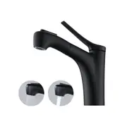 Decaura WELS Bathroom Basin Mixer Tap with Pull-out Spray Head 2-function Brass Basin Faucet (Matt Black)