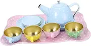 Kisangel 15-pc Mini Kitchen Kit Boys and Girls Tea Set Toy Kitchen Toys for Boys and Girls Tea Party Set Porcelain Safe