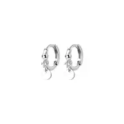 ANYCO Fashion Earrings 925 Sterling Silver Simple Disc Pendant Pave Crystal Zircon Hoop for Women Bohemian Charm Jewelry Accessories