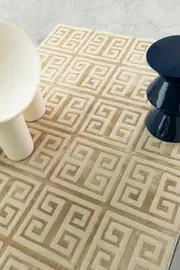 Loopsie Thetis Textured Geometric Beige Washable Rug