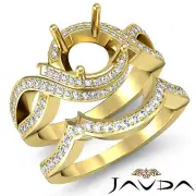 Diamond Bridal Set Engagement Ring Round Semi Mount 14k Gold Yellow 1.50Ct.