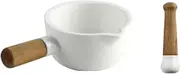 Pestle and Mortar Set Porcelain Mortar and Pestle, Ceramic Herb Grinder Pill Crusher Set with Spout and Wooden Handles, White, 4.9-inch Mortar and Pestle