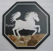 Marble Coffee Table Top Horse Pattern Inlay Work Reception Side Table for Hotel