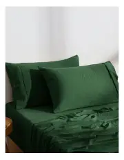 [Dreamaker] Superfine Washed Microfibre Standard Pillowcase Twin Pack Hunter in Green