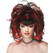Red & Black Updo Curls Costume Wig Cosplay Evil Gothic Sorceress Anime Vampire