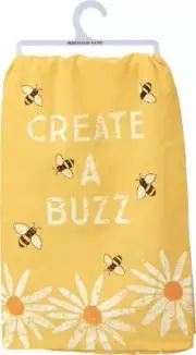 NEW!~"Create A Buzz"~Bumble Bee~28"~TEA TOWEL~Hand/Kitchen/Dish~Yellow/Hive