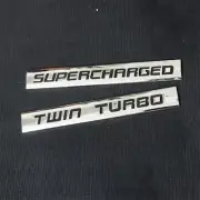1PC SUPERCHARGED + 1PC TWIN TURBO Black Metal Badge Emblem Decal Sticker 4WD Car (for: Porsche)
