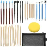 Polymer Clay Tools Modeling Sculpting Pottery 30Pcs with Pouch