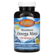 Carlson, Maximum Omega Minis, Natural Lemon, 120 Mini Softgels (500 mg per Soft Gel)