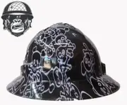 Custom Hydrographic Safety Hard Hat CARTOON SKULLS PRO CHOICE WIDE BRIM