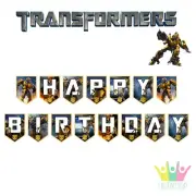 Transformers Bumblebee PERSONALISED Banner Bunting Flag. Party Lolly Bag Cake