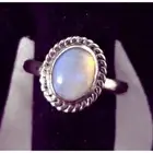 Sterling silver Australian Opal crystal ring handmade Victorian design size 8