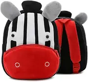 [Bansusu] 3D Cute Zebra Pattern Mini Plush Backpack for Baby Boys Girls Cartoon Animal Toddler Snack Bag Daypack