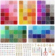 QUEFE 120 Colors Friendship Bracelet Kit 4mm Glass Seed Beads 15600pcs Beads for Bracelet Making Kit Accessories Charms and Pendants Kit for or DIY Jewelry Making Girls Craft
