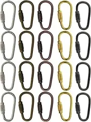 Hisxrcal 20 Pieces Mini Steel Locking Clips DIY Keychain Clips 1.1inch D Carabiners