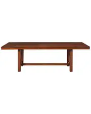Walker Edison Rustic Wood Expandable Trestle-Style Dining Table
