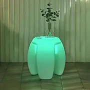 Mr.Go 16-inch LED Tripod Stool, Rechargeable Dimmable 16-Color RGB Light Up Chair with Remote, Waterproof Glow Seating & Side Table for Indoor Outdoor Garden, Patio, Party Mood Lighting, 2-Pack