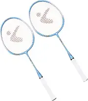 Toddmomy Training Racket Set for Boys and Girls Aluminum Alloy Badminton Racket Pads Cartoon Pattern for Boy Girl Blue Pink Random