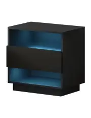 [Artiss] Hana LED Bedside Table with 2 Shelves in Black