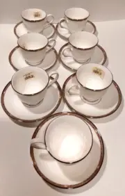 LENOX PEARLESCENCE PLATINUM -- 7 CUPS & 7 SAUCERS -- 1st Quality -- NEW - NO BOX