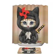 Funny Cats Cute Ninga Kitten Shower Curtain