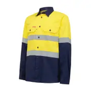 Hard Yakka XL Yellow/Navy Hi Vis Taped Long Sleeve Shirt