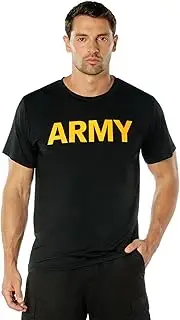 [ROTHCO] Men's Army Print Physical Training T-Shirt, Black/Gold