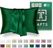 Tafts Silk Pillow Cases - 22mm 100% Pure Mulberry 6A Silk Pillowcase for Hair & Skin with Envelope Closure, Cooling, Natural, Organic, Double Sided Silk Pillow Case (Emerald, King 20x36, 1pc)