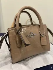 CW209 NWT COACH ANDREA CROC MINI CRYLL STONE CARRYALL BAG CASE PURSE TOTE $398