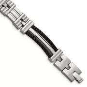 Avariah Chisel Titanium Polished Black IP-plated ch Bracelet - 8.5"