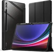 [JETech] Case for Samsung Galaxy Tab S10 Ultra/Tab S9 Ultra 14.6-Inch with S Pen Holder, Clear Transparent PC Back, Shockproof Tri-Fold Stand Tablet Cover, Auto Wake/Sleep (Graphite Black)