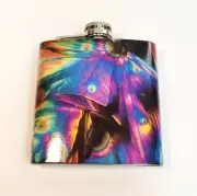 Bev Shots Art. Distilled 6oz Flask Pina Colada Microscopic Picture Pink Blue