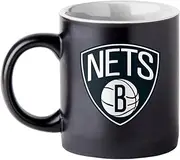 Boelter Brands Two Toned Matte Black Coffee Mug, NBA Team Logo with Inner Team Color (Brooklyn Nets)