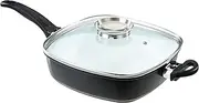 BRATmaxx 04401 Square Pan with Glass Lid and Removable Handles | Frying Pan | Induction Compatible